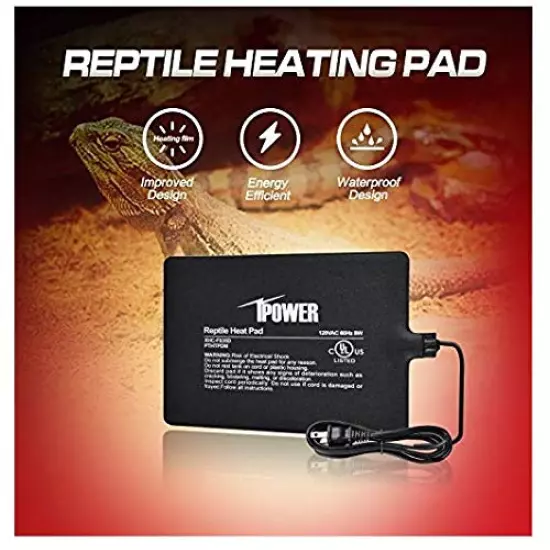 IPower Reptile Heat Pad 4W/8W/16W/24W Under Tank Terrarium Warmer Heating Mat And Digital Thermostat Controller For Turtles Lizards Frogs And Other Small Animals, Multi Sizes