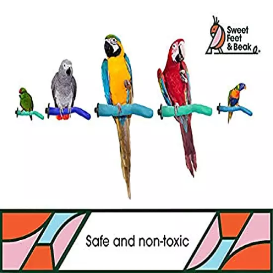 Sweet Feet and Beak Safety Pumice Perch for Birds Features Pumice to Trim Nails and Beak and Promote Healthy Feet - Safe and Non-Toxic, for Bird Cages