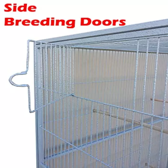 54"/64" Extra Large Wrought Iron Breeding Flight Canary Parakeet Cockatiel Lovebird Finch Cage Side Nesting Doors with Removable Rolling Stand