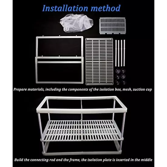 Aquarium Fish Breeder Box, Fish Isolation Box, Hatching Box, Juvenile Fish Spawning Incubator, Water Isolation Net Hatcher, Nylon Mesh Fish Fry Hatchery Breeder Box Separation Net（White L）