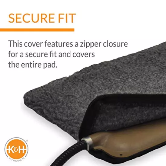 K&H Pet Products Small Animal Heated Pad Deluxe Replacement Cover (Heated Pad Sold Separately) Gray 9 X 12 Inches