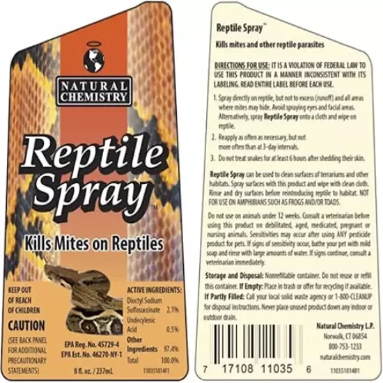 2) Natural Chemistry 11035 Reptile Lizard Spray Mite Parasite Relief - 8 Oz Each