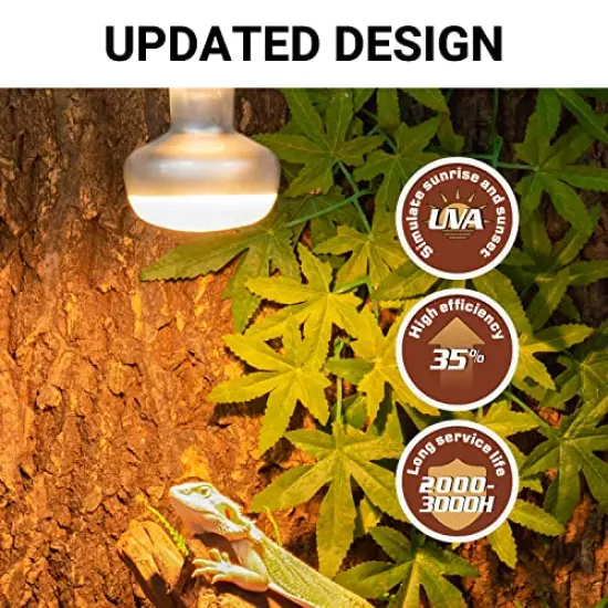 REPTI ZOO 2 Pack Reptile Heat Lamp 100W, Intense Basking Spot Simulated Natural Sunlight Reptile Heating Lamp Bulb, Reptile Heat Emitter UVA Heat Lamp Bulb For Reptile