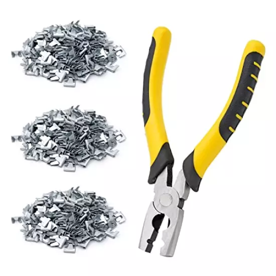 Wire Cage Buckle Clips Pliers with 900pcs Wire Cage Clips, Cage Pliers and Clips Rabbit Chicken Quail Pet Cage Clip Tool