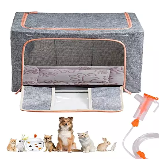 Puppy Incubator, Pet Atomization Oxygen Box, Incubator for Kitten and Puppies, Pet Nncubator with Nebulization Kit and Pet Blanket