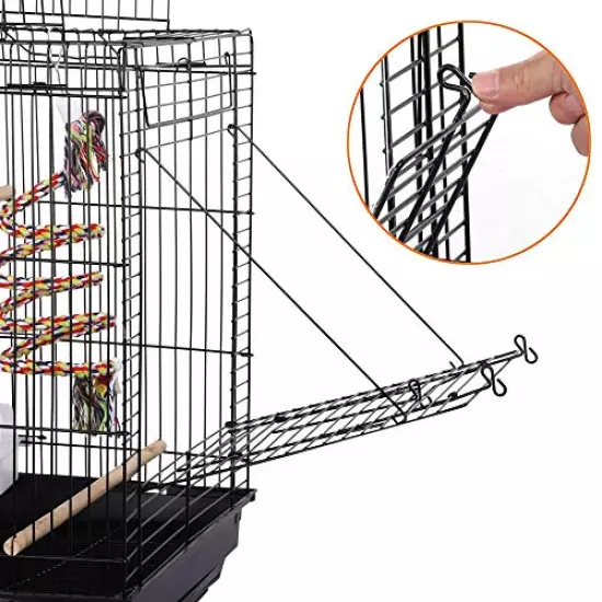 Yaheetech Open Play Top Travel Bird Cage for Conure Sun Parakeet Green Cheek Conure Lovebird Budgie Finch Canary, Small-Size Travel Bird Cage Portable