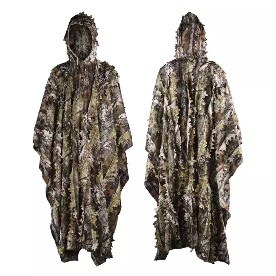 Kylebooker 3D Maple Leafy Hunting Camouflage Poncho Ghillie Suit Sniper Clothing