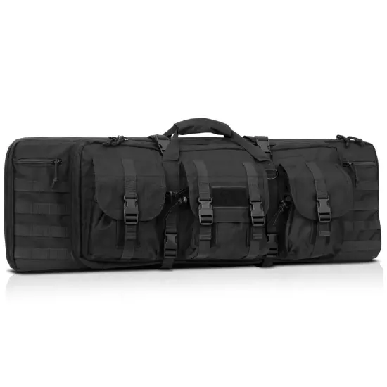 [GRAY] 36" Double Rifle Bag Long Gun Carbine Soft Case Hunting Shooting Storage