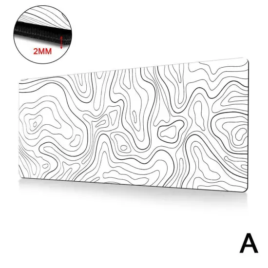 Topographic Mouse Pad Mat Gaming Large Long Extend Black/White Mousepad-Big