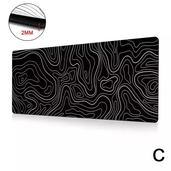 Topographic Mouse Pad Mat Gaming Large Long Extend Black/White Mousepad-Big