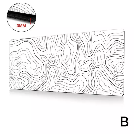 Topographic Mouse Pad Mat Gaming Large Long Extend Black/White Mousepad-Big