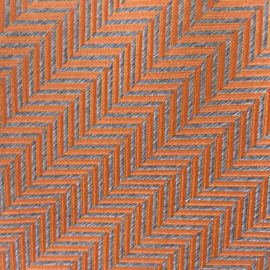 Canali Orange/Gray Chevron Print Silk Jacquard Mens’s Tie Made In Italy NEW