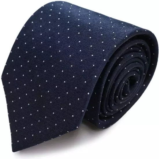 Michiko London Brand Necktie Made In Japan 100 Silk Pin Dot Navy