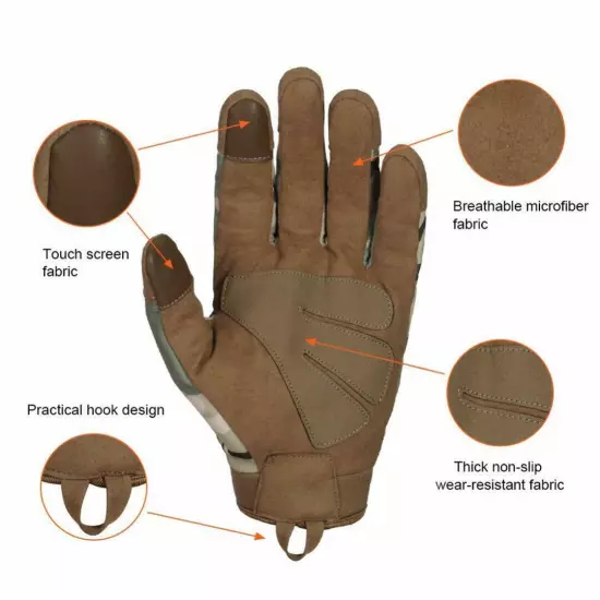 Outdoor Tactical Gloves for Men Breathable Touchscreen Full Finger Work Gloves