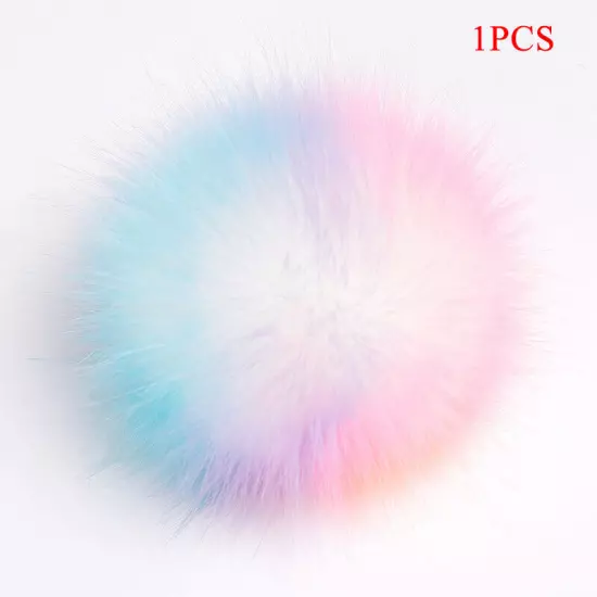 Fluffy Faux Fox Fur Pompom 8cm Pom Poms Ball with Dark Buckle DIY for Hat Bags"