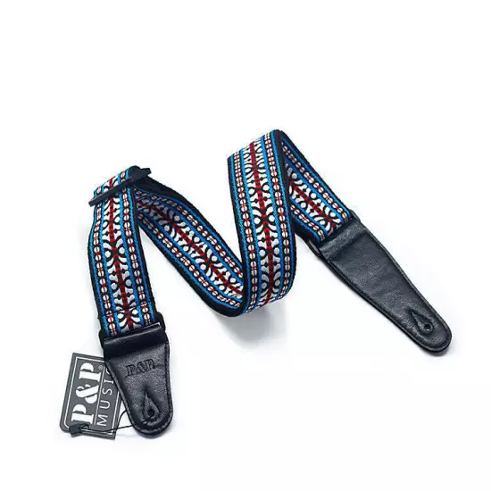 Guitar Bass Belt Embroidered Guitar Strap Leather End for Bass/Acoustic/Electric