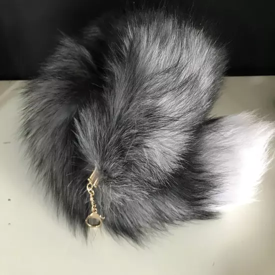 70cm Long Real Fox Fur Tail Funny Toy Adult Games Cosplay with Keychain Pendant