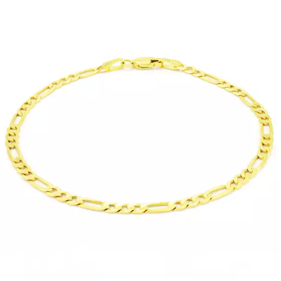 14K Yellow Gold 2mm-7.5mm Figaro Link Chain Necklace Bracelet Men Women 7"- 30"