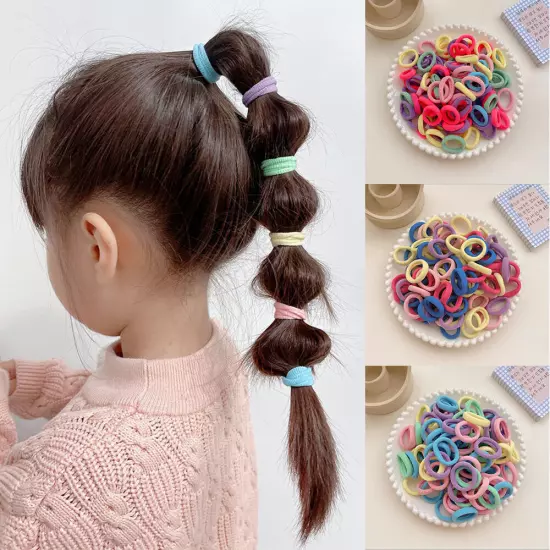 100PCS Mini Small stretchy Endless Elastics Girls kids hair Bobbles Bands