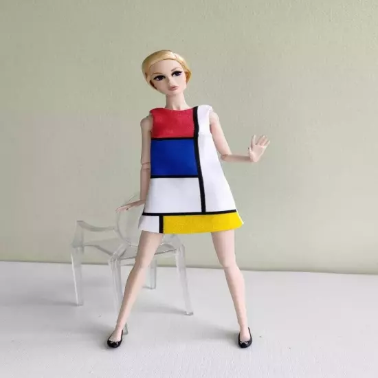 Red & Blue Color Block dress for Poppy Parker, Nu face, Nippon by Olgaomi