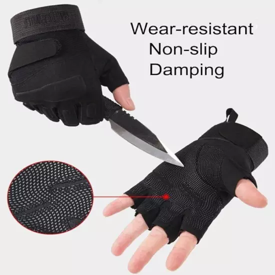 Tactical Fingerless Gloves Military Combat Shooting Half Finger Gloves for Mens