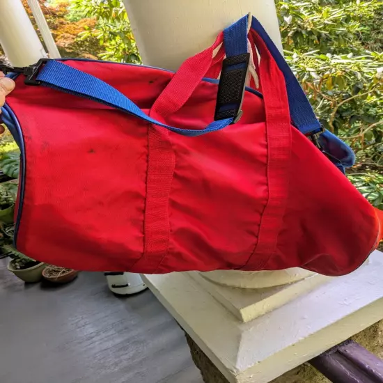 Vintage 80s-90s Spalding Duffle Sports Bag*Zip Closure*Red & Blue