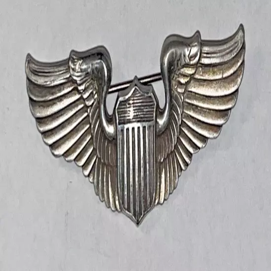 STERLING WWII U.S. ARMY AIR CORPS PILOT WINGS BADGE 3” SIZE PIN-BACK AMCRAFT