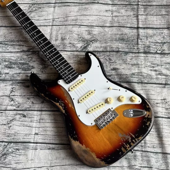 Custom Shop heavy relics sunburst aged electric guitar in stock shipping quickly