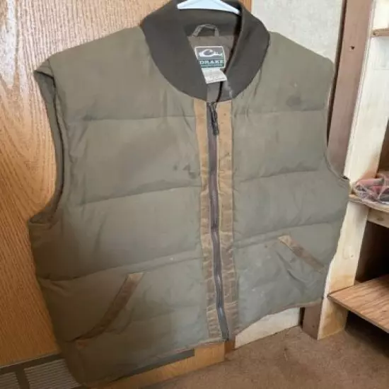 Drake Waterfowl Heritage Vest Goose Down Duck Hunting Tan Khaki Mens Small