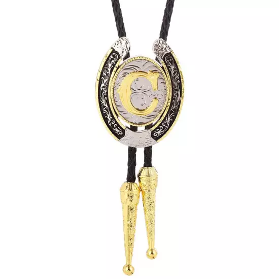 Bolo Tie for Men- Golden Initial Letter A to Z Western Cowboy Bolo Tie for Women