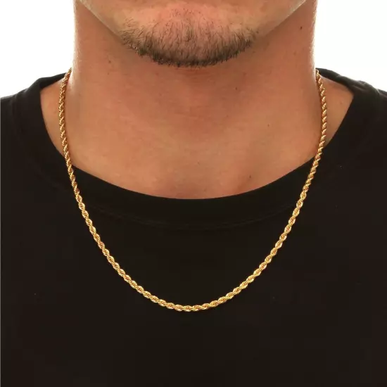 $2000 10K Solid Yellow Gold Necklace Gold Rope Chain 16"