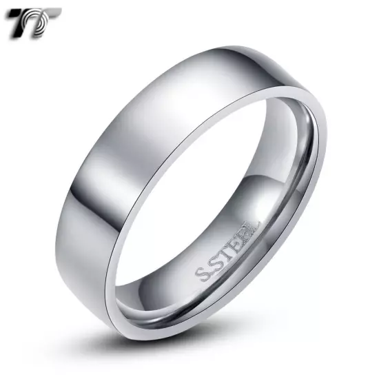 TT 2-14mm Width Silver Stainless Steel Wedding Band Ring Size 3-15 (R01S) 2024