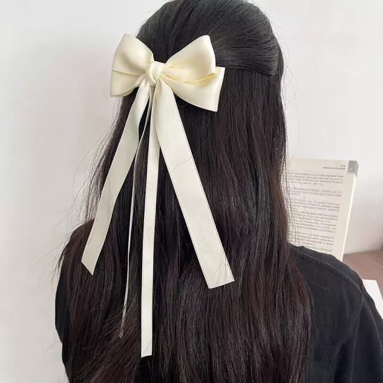 Vintage Large Bow Hair Clip Trend Long Ribbon Hairpins Barrettes Headband Wo-yy