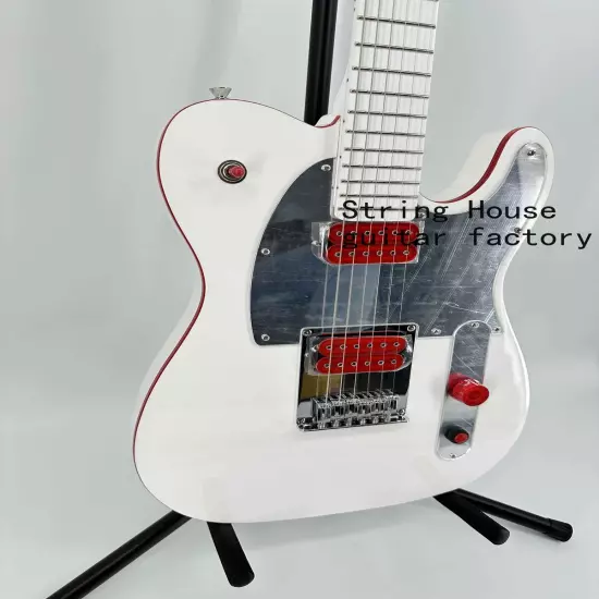 Gloss White Solid Body TELE Custom Electric Guitar Basswood Body Maple Fretboard