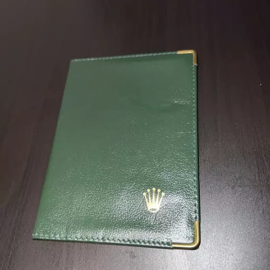 NEW Rolex Vintage Green Leather Card Wallet Passport Holder NEW