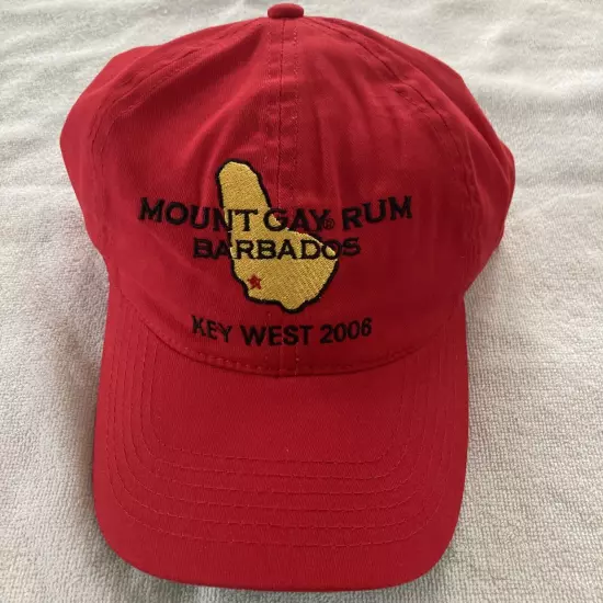 Mount Gay Rum Bardados Hat Cap Strap Back Key West 2006 Red Adjustable