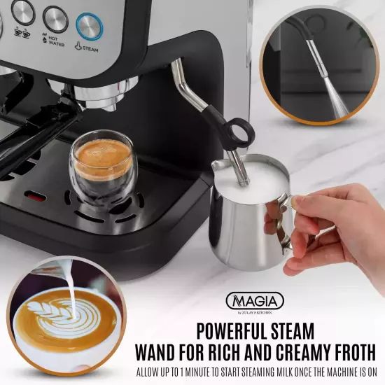 Coffee Maker Espresso Machine with Grinder and Frother With 15 Bar Pressure Pump