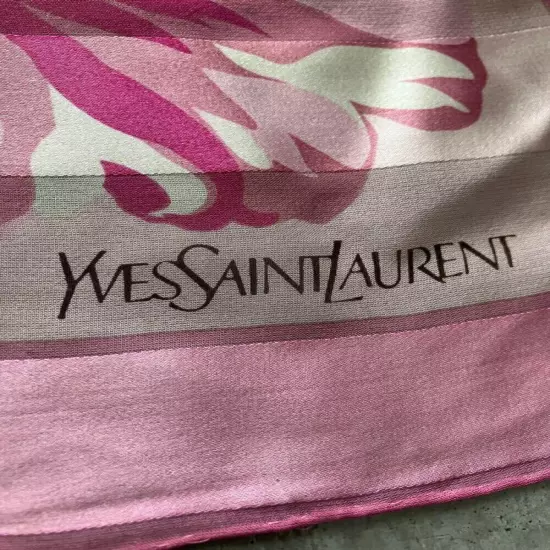 Yves Saint Laurent large scarf 85cm 33″ square silk flower pink