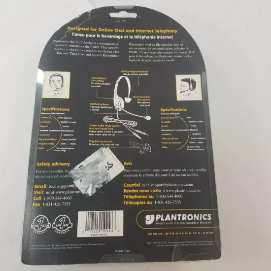 Plantronics Audio Folding 3.5mm Headset Headphones PC Microphone Chat Internet