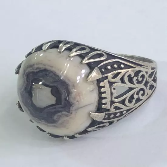 Men Ring Silver Sterling 925 Agate,Aqeeq,Yemenخاتم عقيق سليماني عين صياغه ايراني