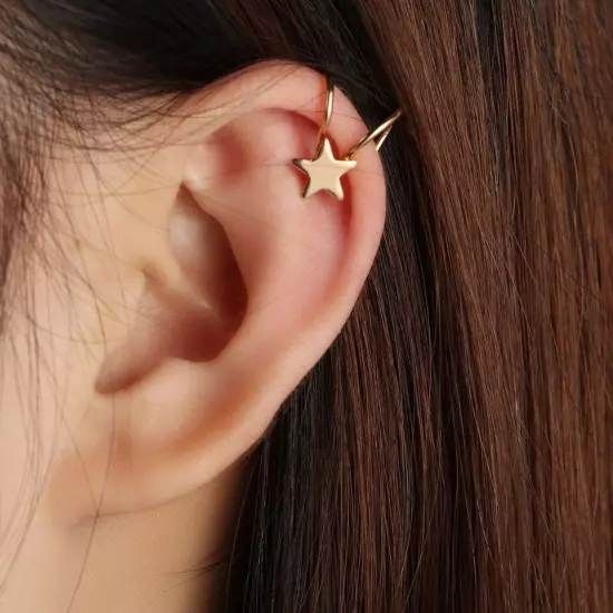 NEW Star Double Ear Wrap Earring Cuff Gold Silver Earrings Stud Clip On