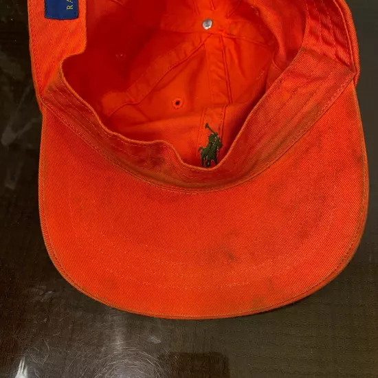 Polo Ralph Lauren Embroidered Pony Orange Baseball Hat Adjustable 