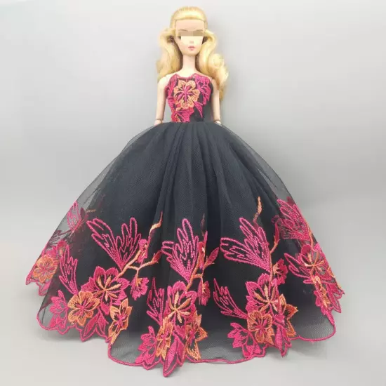 Black Style 1/6 Doll Clothes Handmade Wedding Dress 11.5" Dolls Outfits Gown Toy