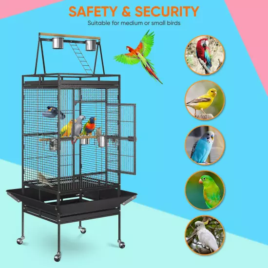 Multiple Sizes Rolling Bird Cage for Small Parrot Cockatiel Parakeet Cage Play