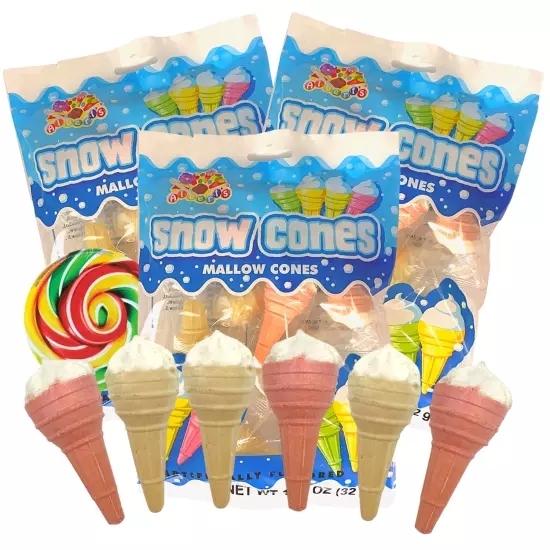 Mallow Cones Marshmallow Candy, Fluffy Marshmallows with Crunchy Cake Cone, A...