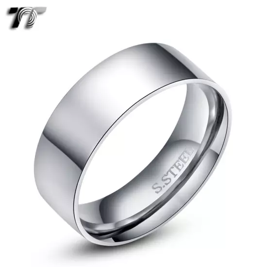 TT 2-14mm Width Silver Stainless Steel Wedding Band Ring Size 3-15 (R01S) 2024