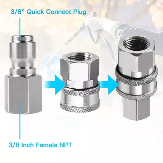 4000PSI Maximum Pressure Washer Adapter Set Swivel to 3/8 inch Quick Connect