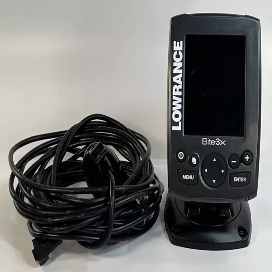 LOWRANCE Elite 3X with Power Cords and Tranducer W/ Mount Tested Working