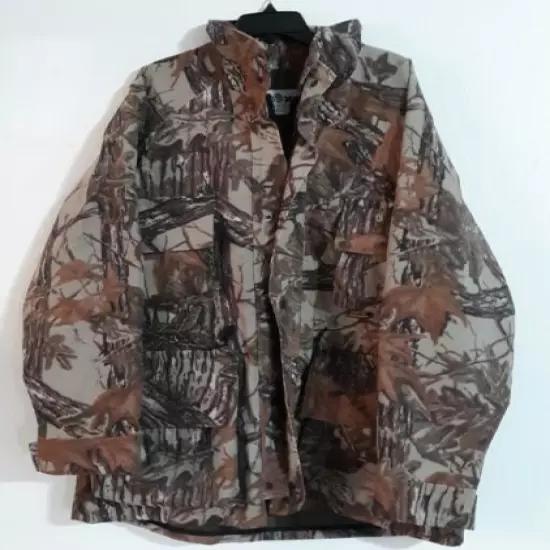 MEN'S GORE-TEX RAINWEAR OUTDOORS HOODED HUNTING JACKET. CAMO RAINWEAR.SZ LARGE 