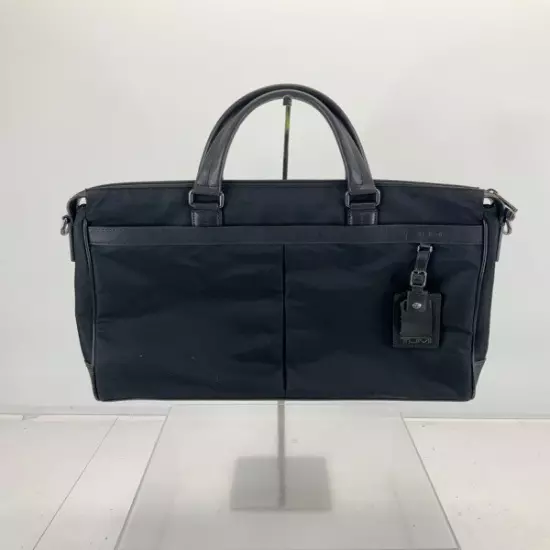 TUMI Black Fabric Leather Business Briefcase Bag